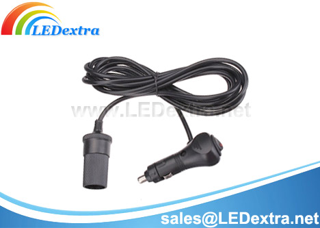 DCX-17 12V Car Cigarette Lighter Extension Cable with On Off Switch