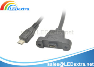 Mirco USB Male to Female Panel Mount Cable