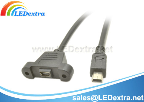 DCC-10 Mini USB Male to Female Panel Mount Cable
