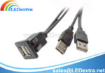 DCC-30 Waterproof Dual USB Extension Latch Mount Cable for Dashboard Panel
